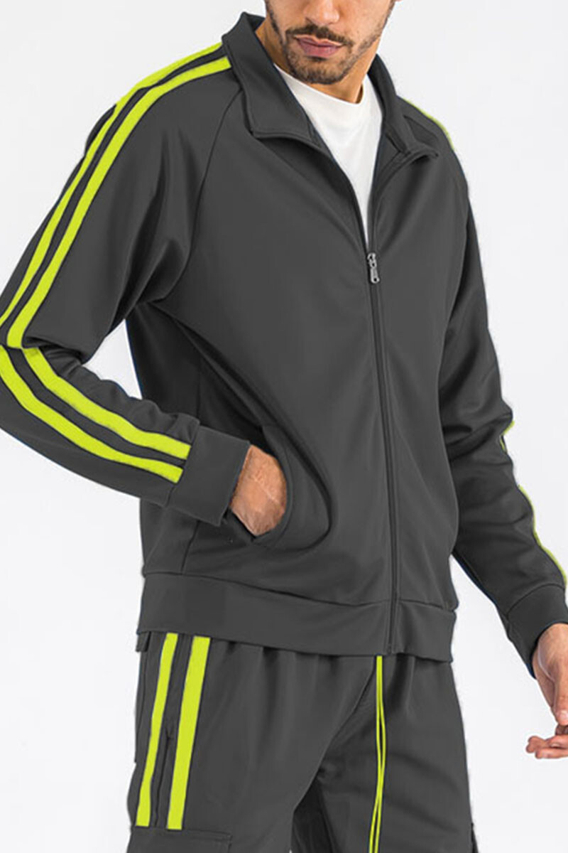 Two Stripe Full Zip Casual Activewear Sweat Track Jacket Two Stripe Full Zip Casual Activewear Sweat Track Jacket
