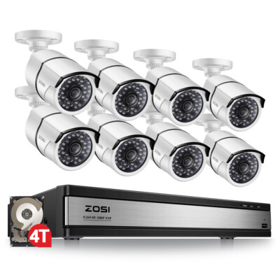 ZOSI 16CH H.265+ 5MP Lite DVR 1080P Security Camera System 4TB Remote Access