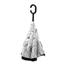 Car Reserve Stick Umbrellas with C-Shaped Plastic Handle with Newspaper Theme