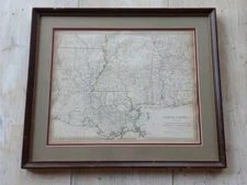 Antique 1844 MAP Parts of LOUISIANA ALABAMA Arkansas MISSISSIPPI FLORIDA Indian