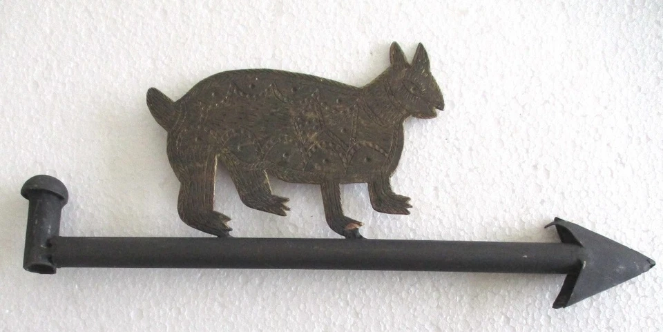 Valeta de bronce conejo, veleta detalles finos Foto 3 de 4