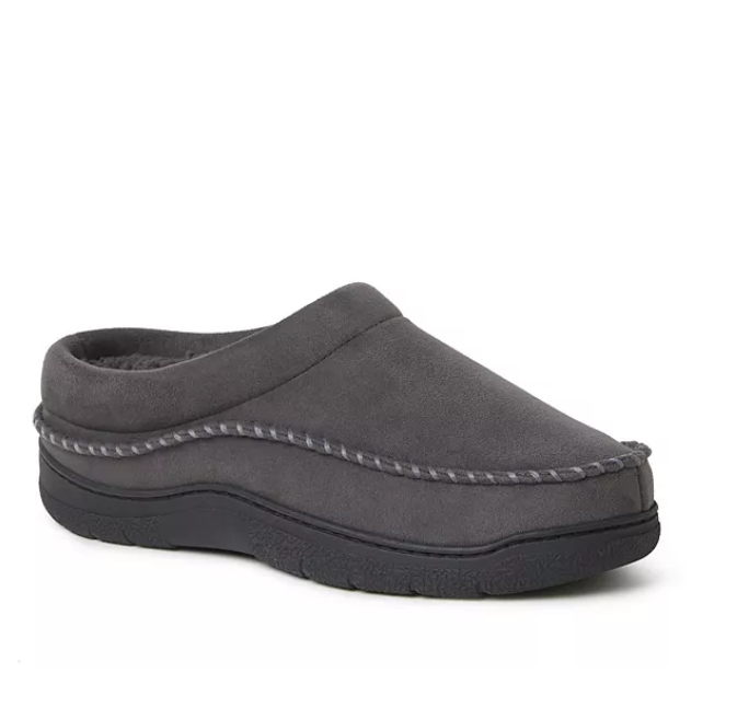 Men's Dearfoams Thompson Microsuede Moccasin GRAY Toe Clog Slippers M 9-10  NEW!