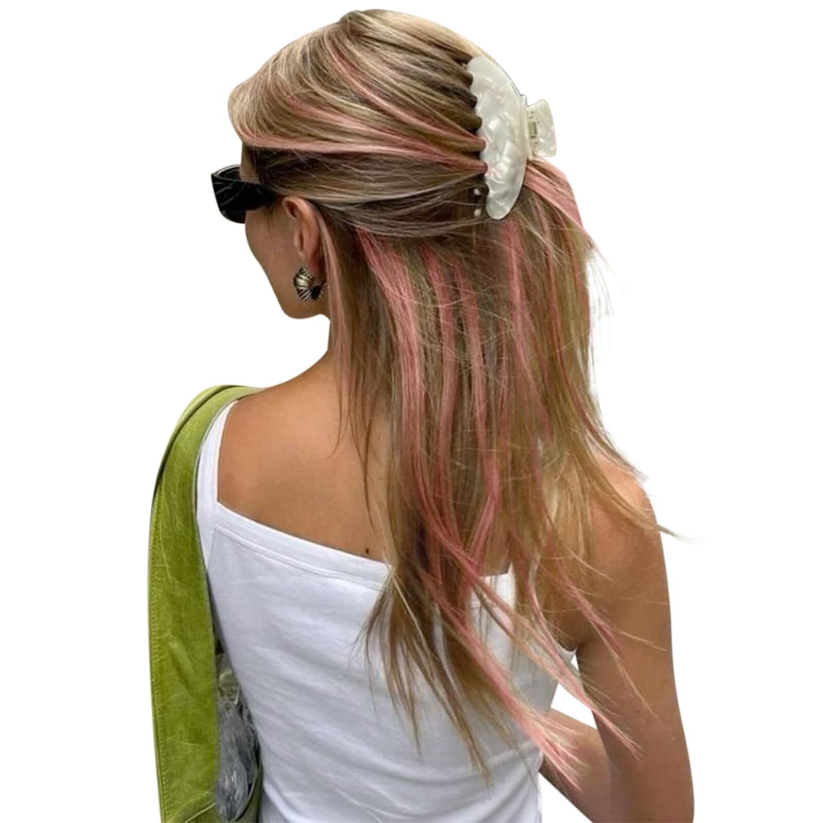 Moresoo Pink Tape in Hair Extensions Human Hair 16 Inch 10Pcs/25G Peach