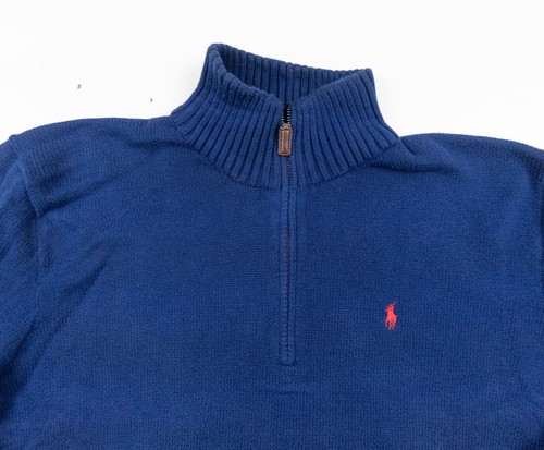 Polo Ralph Lauren maglione uomo XLarge blu quarto zip 1/4 pullover maglia preppy - Foto 2 di 12