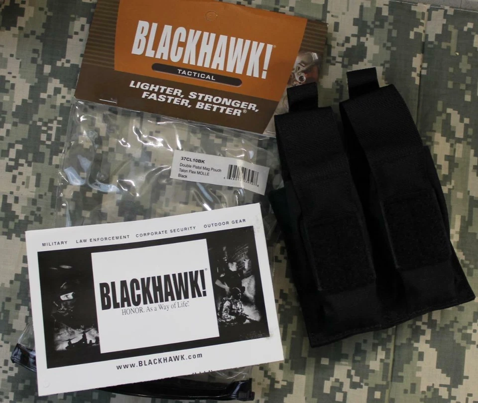 Blackhawk! Tactical Double Pistol Mag Pouch Talon Flex MOLLE Black 37CL10BK NEW - Image 2 of 3