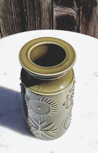 PORTMEIRION 1960s VINTAGE POTTERY SUSAN WILLIAMS *TOTEM* OLIVE GREEN CANISTER - Picture 4 of 8