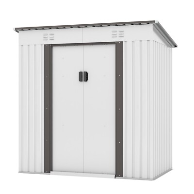  4'x6' Outdoor Storage Shed Garden Tool Utility House Galvanized Steel Building