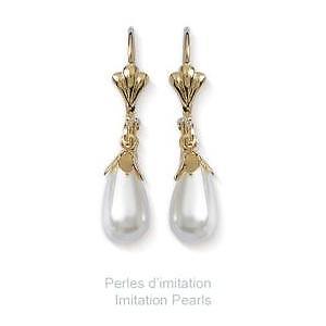 Boucles D'oreilles Perles De Tahiti Imitation 8mm - Plaqué Or 18K 5 Microns - Dolly-Bijoux - Neuf Avec étiquettes
