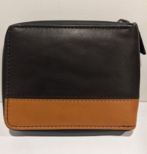 Swiss Gear Light Brown and Cognac Leather Zip Around Wallet - Bi-fold