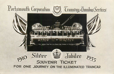 England Portsmouth Tramway & Omnibus Service illuminated tramcar Silver Jubilee