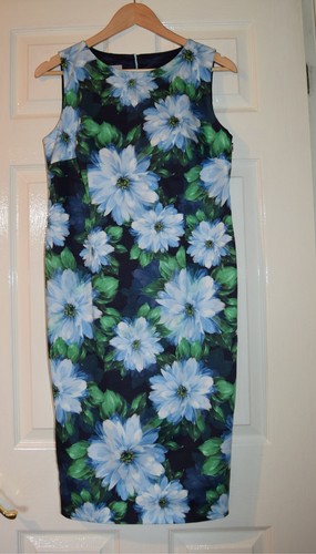 STUNNING Hobbs FIONA Pencil Dress 12 Blue Green Floral Stretch £149 WORN ONCE - Picture 10 of 19