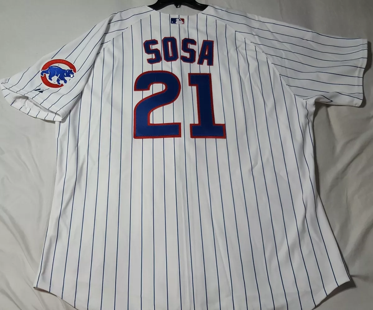 Authentic! Majestic 56 3XL CHICAGO CUBS PINSTRIPE SAMMY SOSA ONFIELD JERSEY  RARE