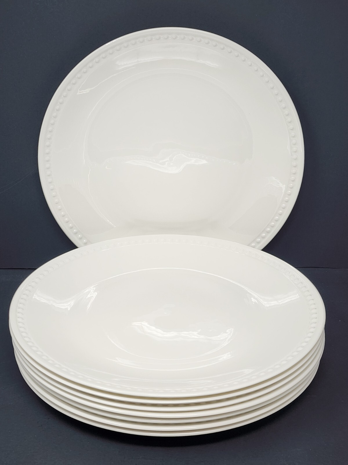 Of 8 Mikasa Loria White Bone China 11" Dinner Plates Dinnerw