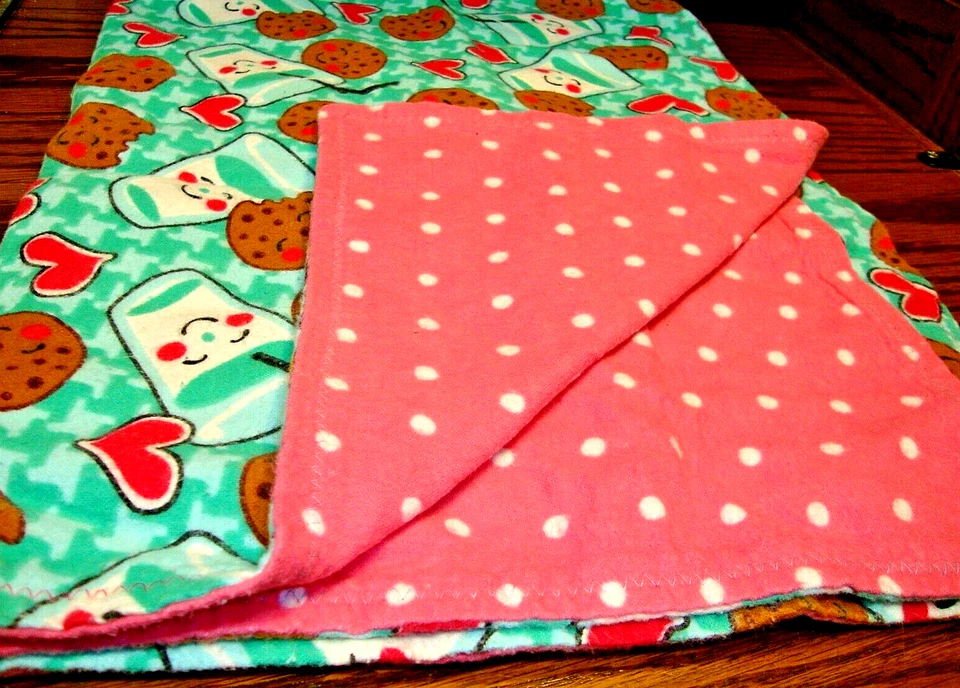 Handmade Baby Blamket Flannel 29"x38" Reversible Jungle Animals+ Polka Dots 902 - Image 2 of 4