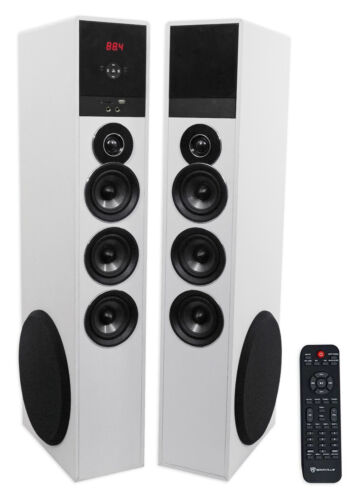 Haut-parleurs de tour home cinéma à alimentation blanche Rockville TM150W 10" sub/Bluetooth/USB - Photo 1/10
