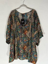 Shein Curve Tunic Top | Vibrant Paisley Print | US 22 4X | Boho Festival Style