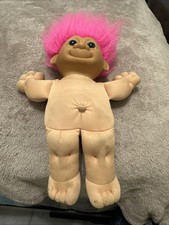 Vintage Russ Berrie Troll Soft Body Pink Hair Plush 9" Doll