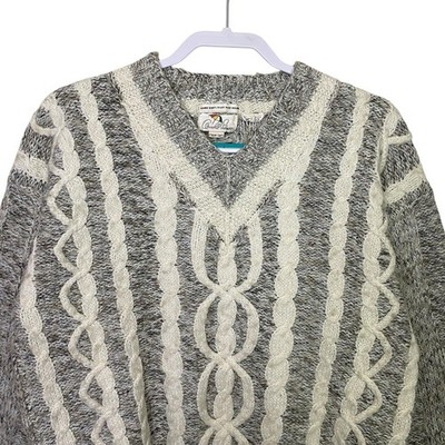 Vtg Arnold Palmer Sweater Mens S Varsity Cable Hand Knit Tennis Preppy Old Money