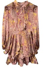Sheike Cecelia mini dress in a pink and yellow paisley print Sz 16 Euc