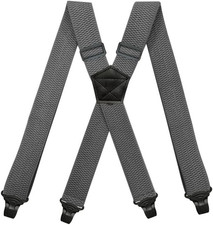 Baronhong Airport Friendly Suspenders,No Buzz Plastic 4 Clips 1.5 Inch Fully Ela