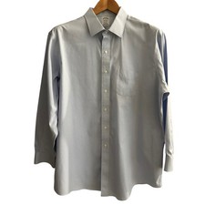 Brooks Brothers Regent Dress Shirt Mens 18 34 Light Blue Non-Iron Supima Cotton