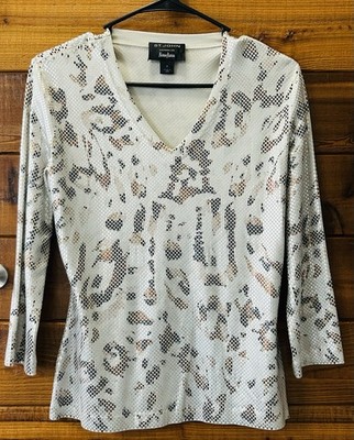 St John Micro Shimmer Sequin 3/4 Long Sleeve Evening Top Size P
