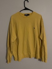 Vintage Polo Ralph Lauren French Terry Lined Yellow Crewneck Sweatshirt -Men's L