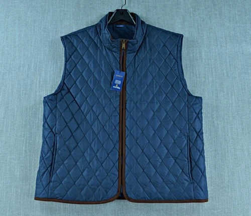 Stafford Quilted Vest Men's 2XL Blue Classic Fit Lined Full Zip Golf NWT video thumbnail