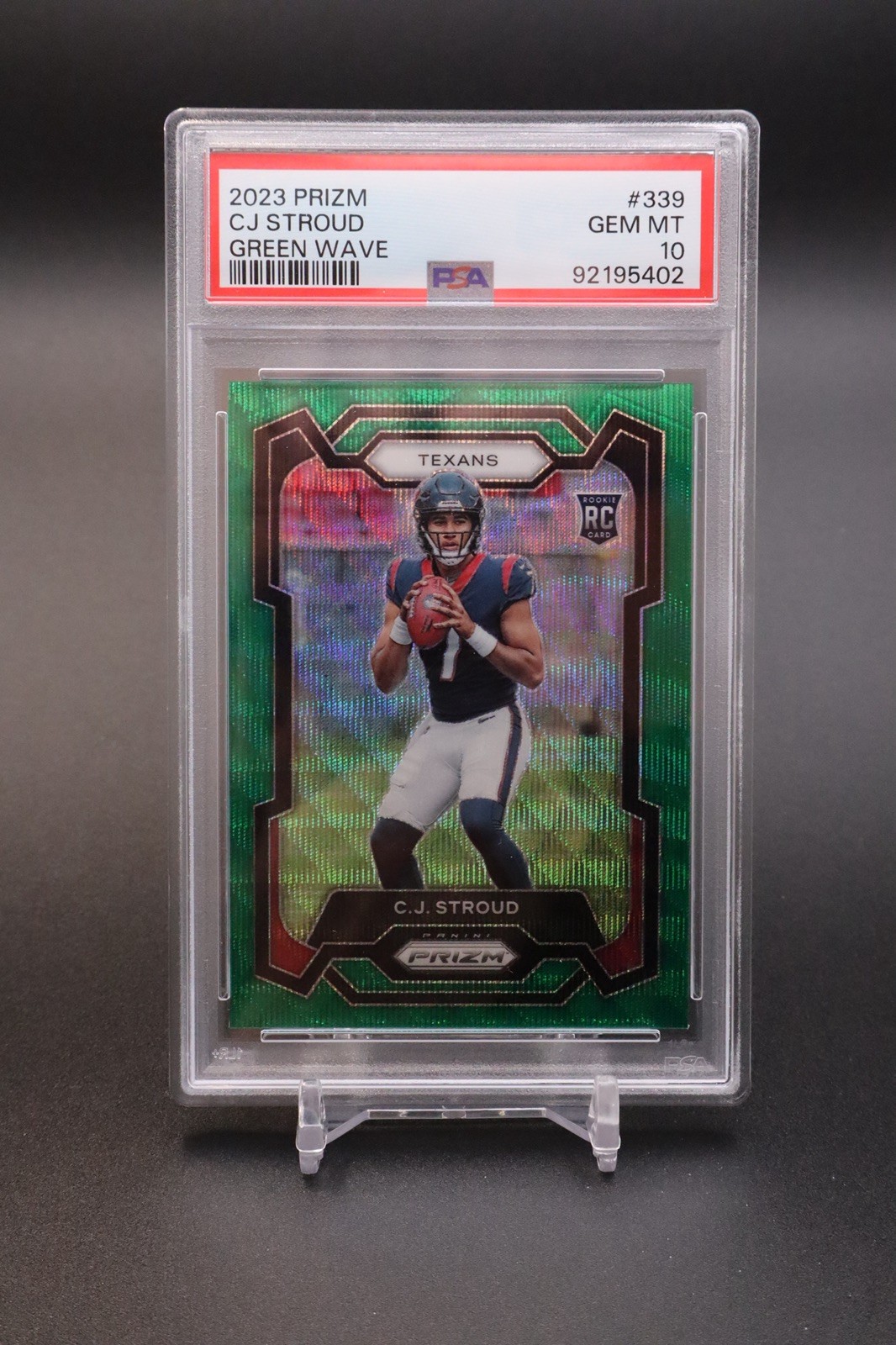 2023 CJ Stroud Panini Prizm Green Wave #339 Rookie RC PSA 10 GEM MINT Texans