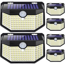 120 LED Outdoor Solar Lights Front Button 6Pack Black Shell-Daylight White