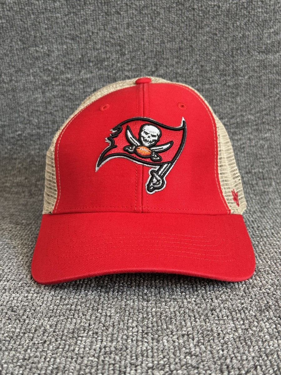 '47 Brand Tampa Bay Buccaneers NFL Trucker Snapback Hat Red Tan Mesh Back