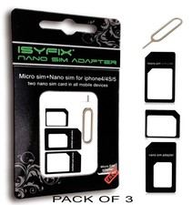 3X Pack SIM Card Adapter - Nano Micro Standard Converter Kit 4 in 1 Complete...