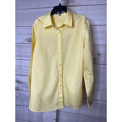 NWOT Fox Croft Women's Size 16 Non Iron Shaped Fit Yellow Button Down Shirt Top