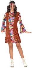 Kostüm Hippie Mädchen 60 70 er Jahre Damen Flower Power Karneval