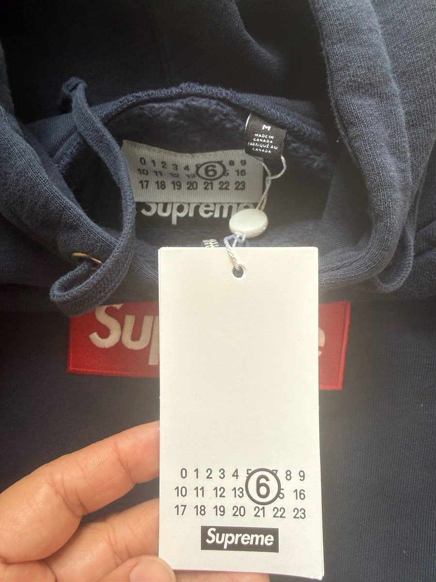 Supreme MM6 Maison Margiela Box Logo Zip Up Hooded Sweatshirt Navy