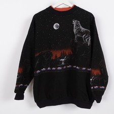 Vintage 90s Howling Wolf All Over Print Sweatshirt Size XL Sweatshirt USA Crew