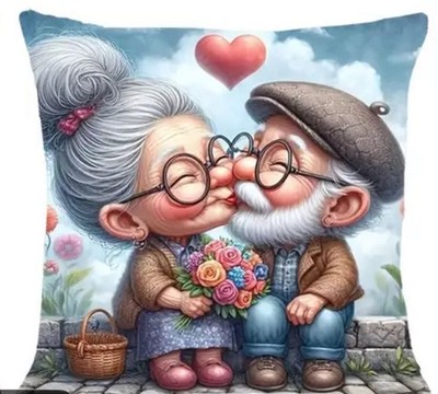 Superweicher Kissenbezug Whimsical in Love Oma und Opa Nr. 6 45 cm x 45 cm