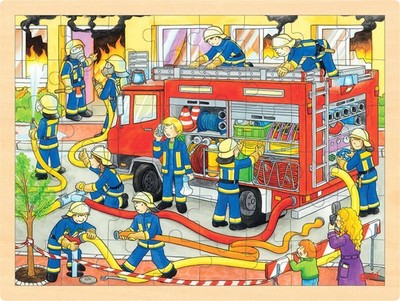 goki Einlegepuzzle Feuerwehreinsatz