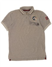 Napapijri Mens Graphic Polo Shirt Medium Grey Cotton AW07