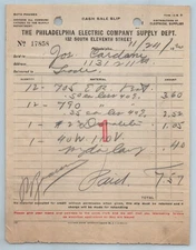 Cardani BILLHEAD The Philadelphia Electric Company Supply Dept 11/24 1920