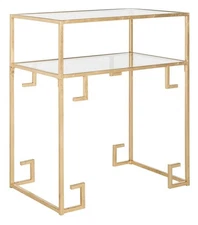 Home Collection Berdine Gold Glass Top Greek Key Table