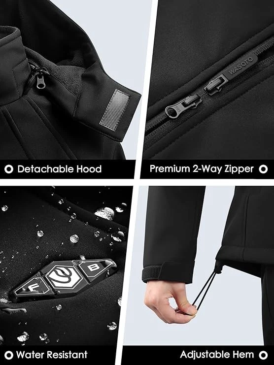 Wasoto - Black Heated & Hooded Zip Up Jacket - Adult XLarge - Brand New - Heated - product detail image 7