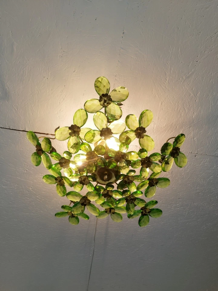 Lámpara colgante de techo con iluminación de color azul vintage de cristal Foto 2 de 4