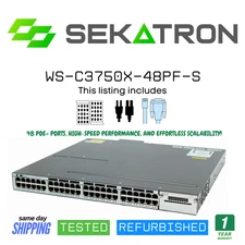 ♻️ Cisco WS-C3750X-48PF-S 48 Port Gigabit PoE Uplinks & Single/Dual AC Options