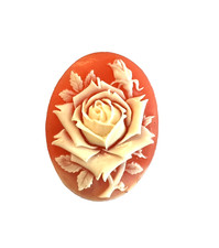Broche camafeo blanco resina vintage lote de 4 broches ovalados rosa flor blanco y melocotón