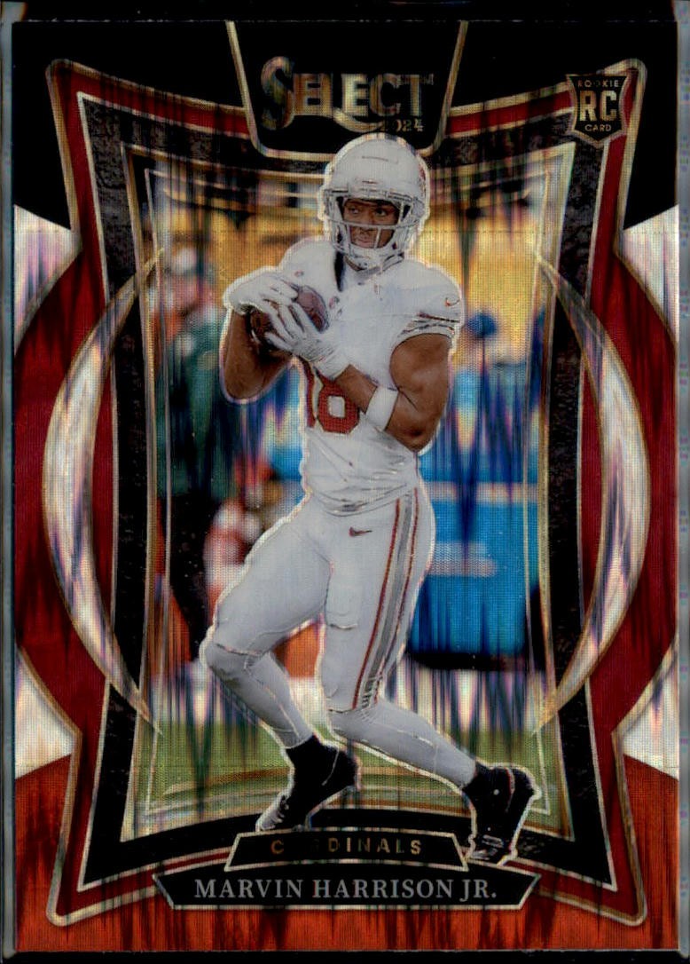 2024 Panini Select #28 Marvin Harrison Jr. Red & Blue Prizm Shock Rookie