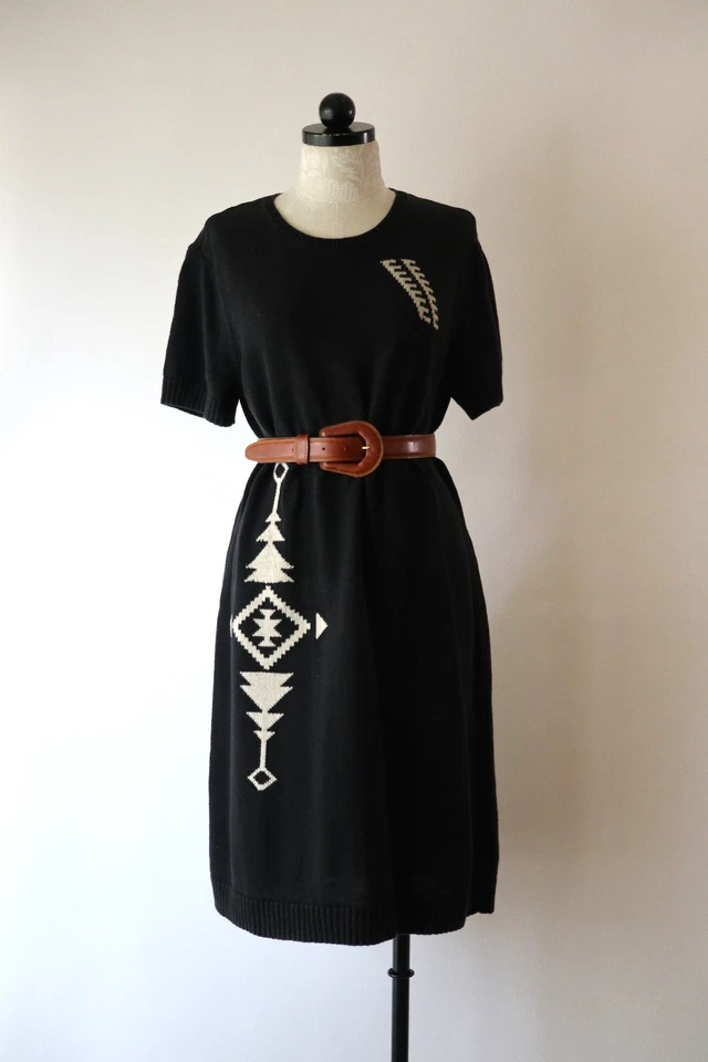 Lauren Ralph Lauren Black Southwest Aztec Navajo Knit Sweater Dress Women XL - Image 2 of 4