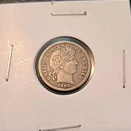 1908-D Barber Dime Silver Nice Collection Coin. VF+/XF  Condition Good Details.