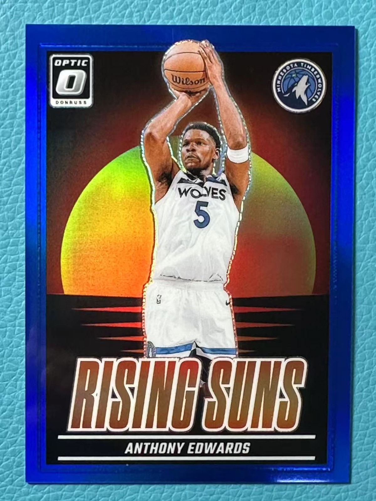 Anthony Edwards 2024-25 Panini Donruss Optic 06/49 Blue Rising Suns #15