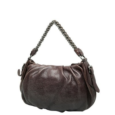 Prada Logo Hardware Chain One-Shoulder Bag Handbag Purple Leather